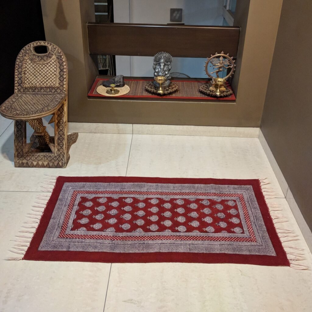 Paisley Jaal Hand-block Print Rug (62x128cm)