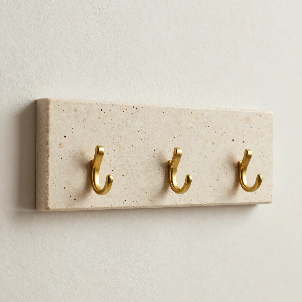 Travertine and Brass Hook Strip